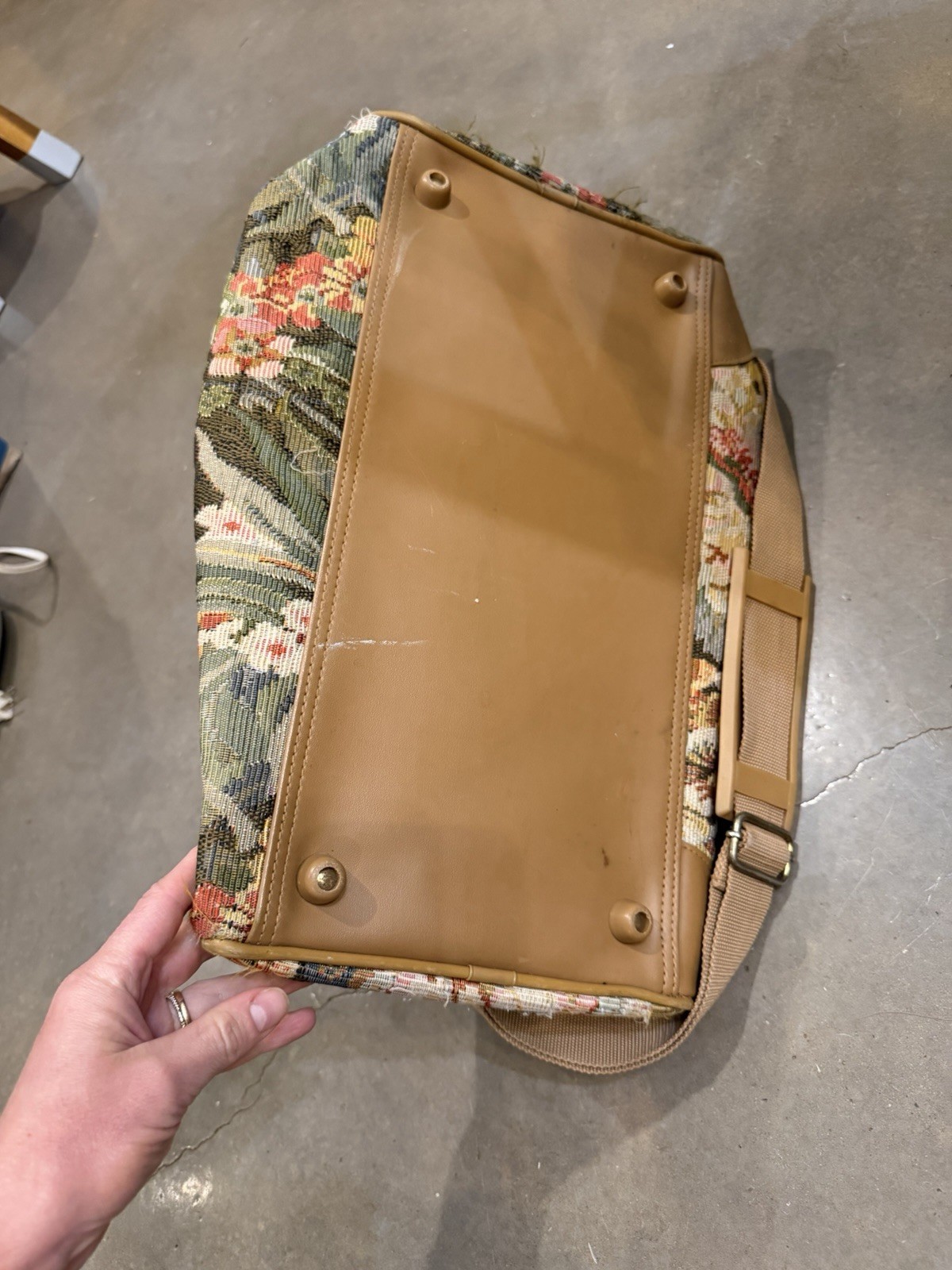 Vintage Adolfo Floral Tapestry Duffel Bag 20″ x 11″ x 11″