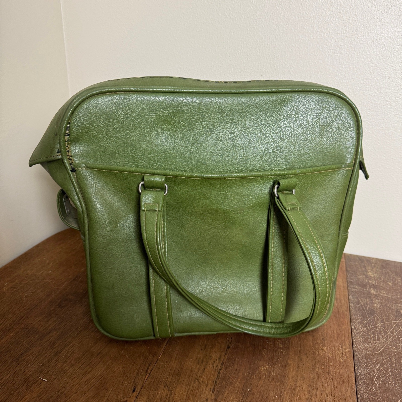 Vintage Samsonite Silhouette Denver, CO Green Zipper Carry-on Train Bag Handles