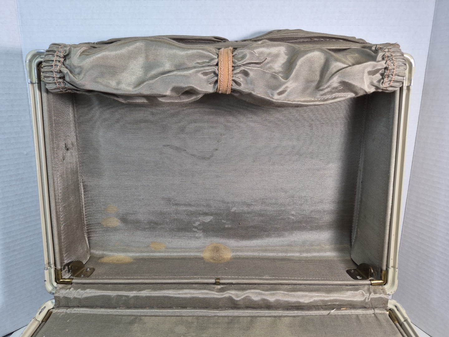 VTG 1950s Samsonite Shwayder Marble Cream Vanity Hardcase Luggage W/ Mirror Key