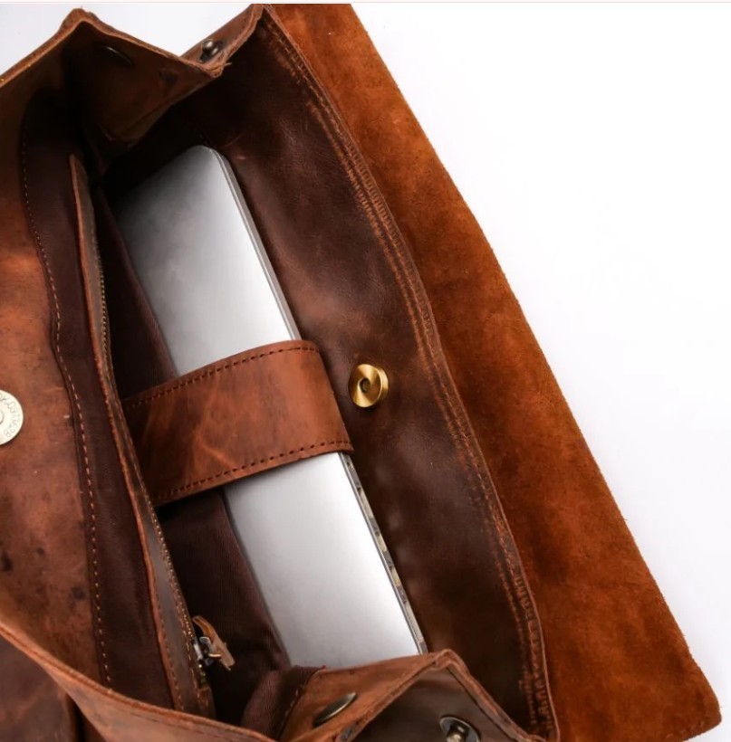 Vintage Leather Backpack, Genuine Cow Leather Travel Rucksack For Men Women Gift