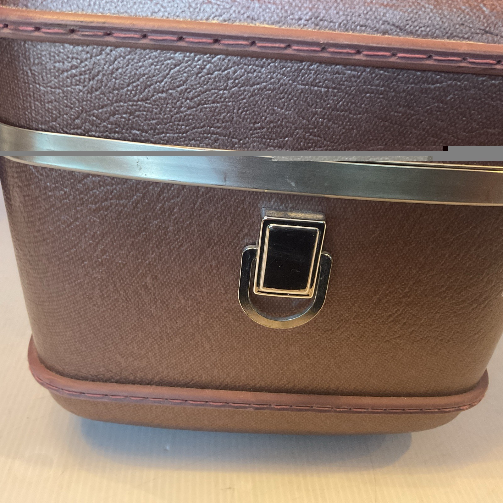 Vintage American Tourister Train Case Burgundy Hard Shell No Keys