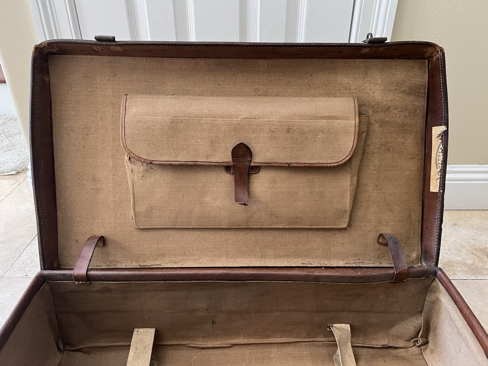 Moritz Madler Leather Travel Case, Germany 1930’s White Star Cunard Tags