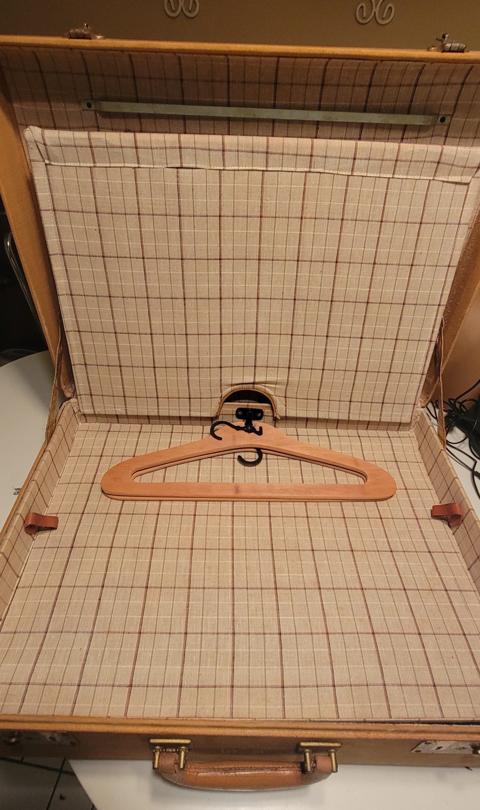 Vintage Suitcase Trane Case Luggage hard shell canvas 1940s