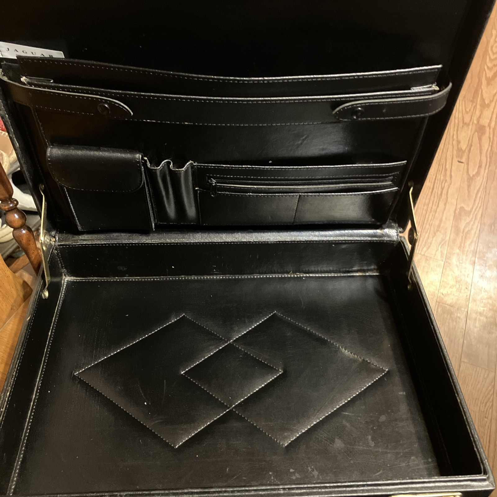 Vintage Jaguar Briefcase Hard Shell Black Leather/Faux Leather Material w/combo