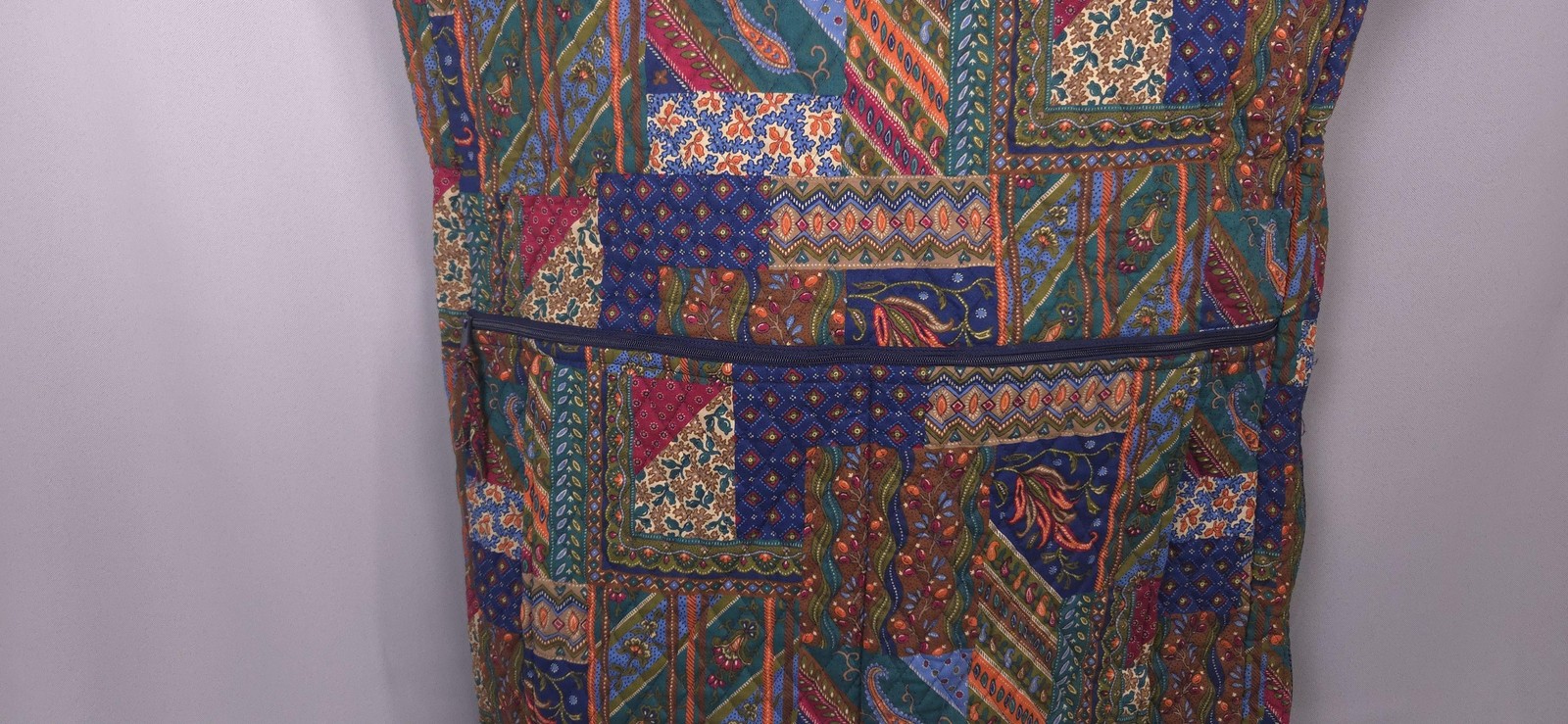 Vtg Vera Bradley Garment Bag Quilted Cotton Patchwork Travel Luggage USA 47×24