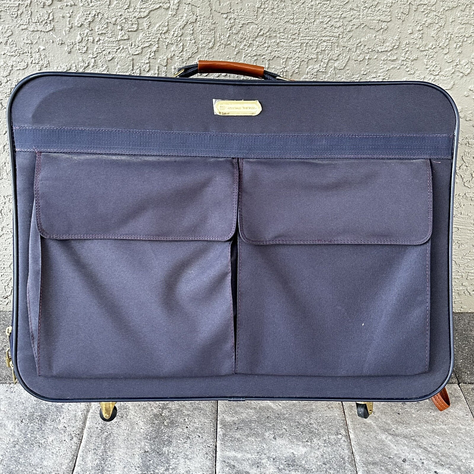 American Tourister 2 Piece Luggage Set Blue/Brown/Gold W/Wheels/Leashes New