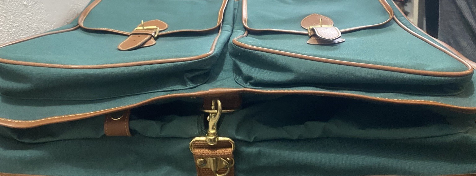 Ralph Lauren Polo Vintage Canvas Garment Bag Brown Trim Zip Gold Hook Travel