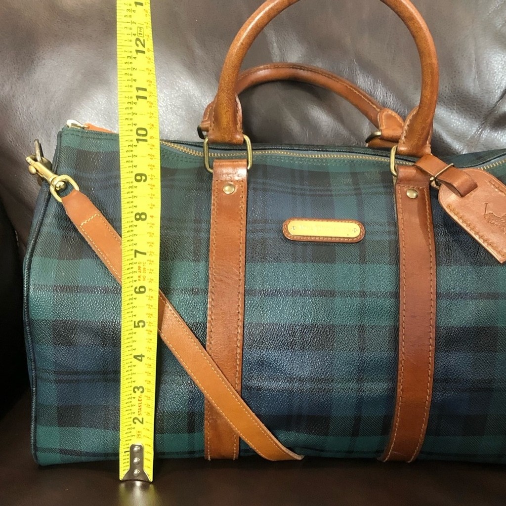 RALPH LAUREN Black Watch Plaid Boston Weekend Travel Duffle Doctors Bag 40cm