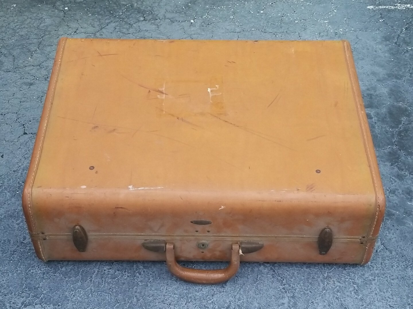 Vtg Large Samsonite 24″ Shwayder Bros. Leather Hard Shell Luggage Suitcase Brown