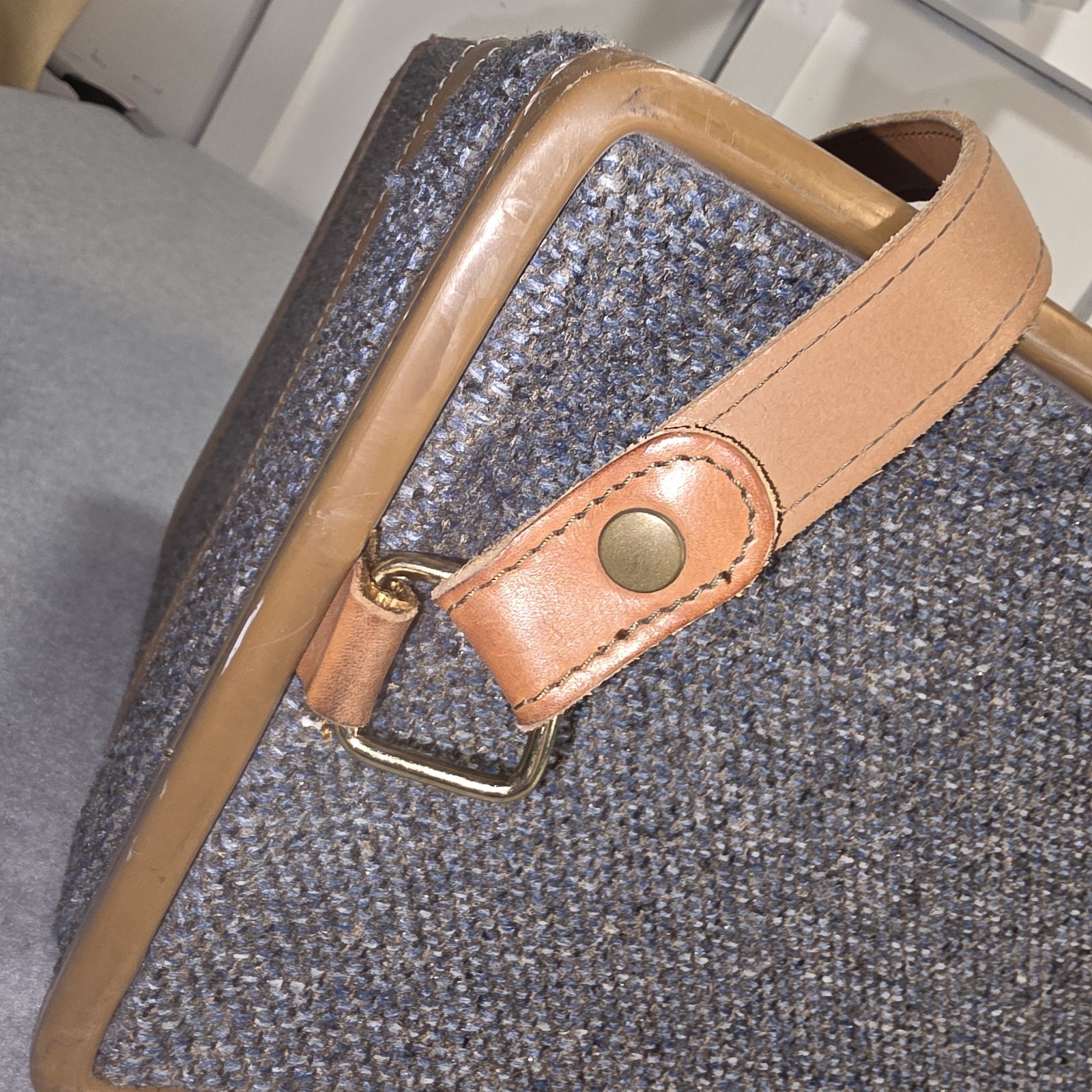 Hartmann Tweed & Belting Leather Train Case Vtg Luggage Make-Up Cosmetic Case