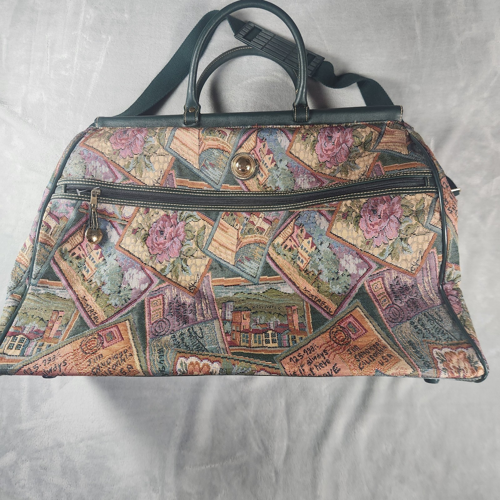 Capezio Tapestry Carry on Luggage Bag Vintage Snap Down Carpet Bag