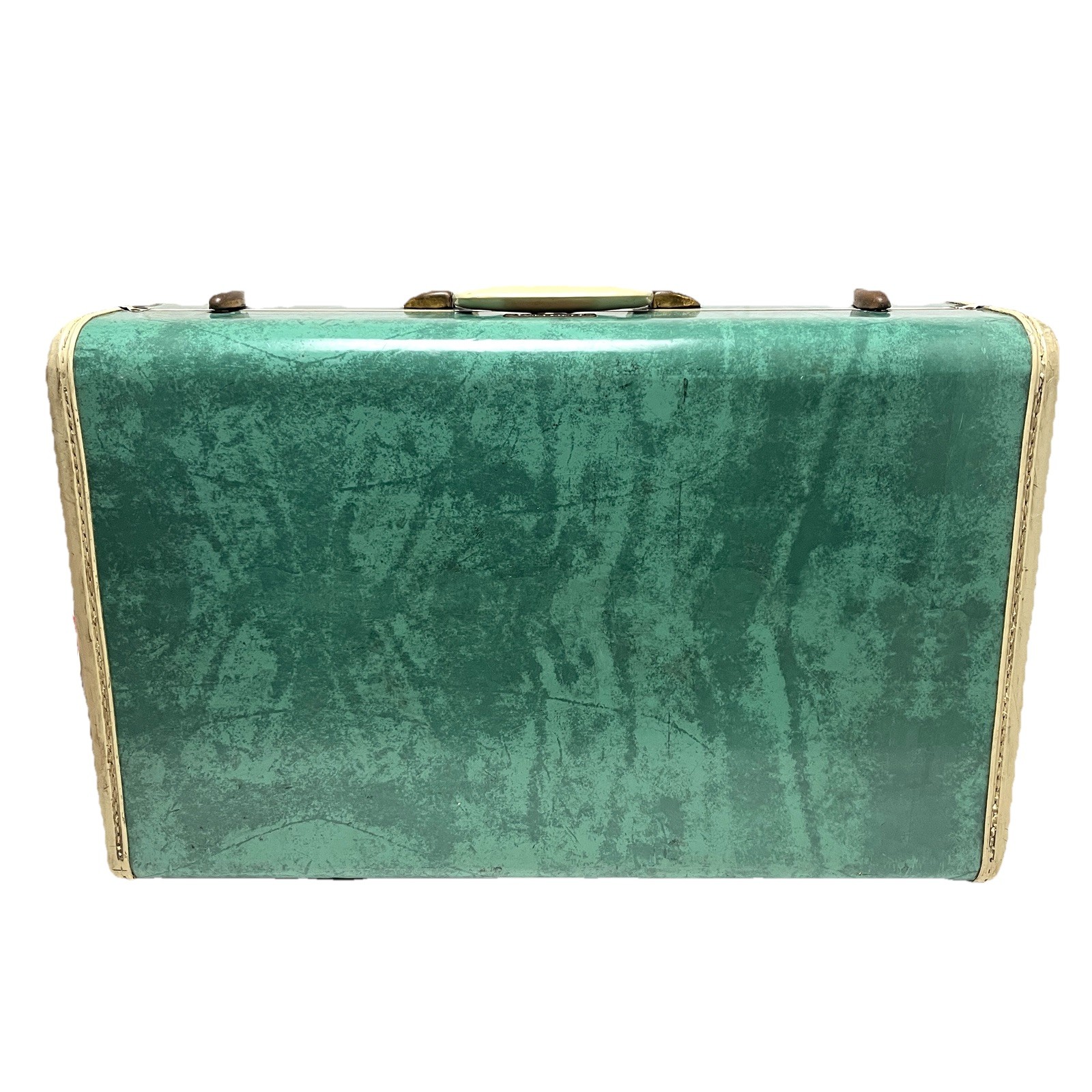 Samsonite Marbled Green 1950s Luggage Suitcase 21 X 17 X 7 SHWAYDER No Key