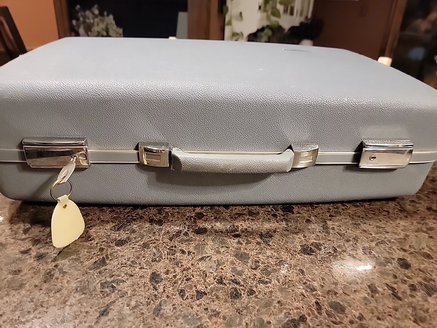 Vintage Sears Forecast Blue/gray Hard Plastic Suitcase.23x17x7 In. Some Wear.