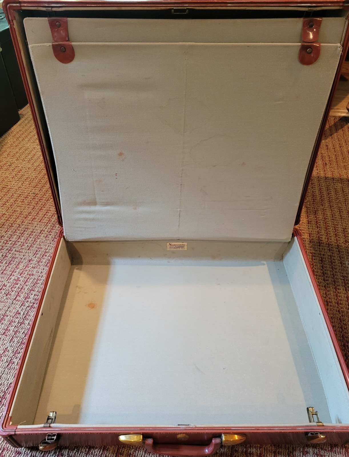Vintage Samsonite Luggage Genuine Leather Large Suitcase Style 4937