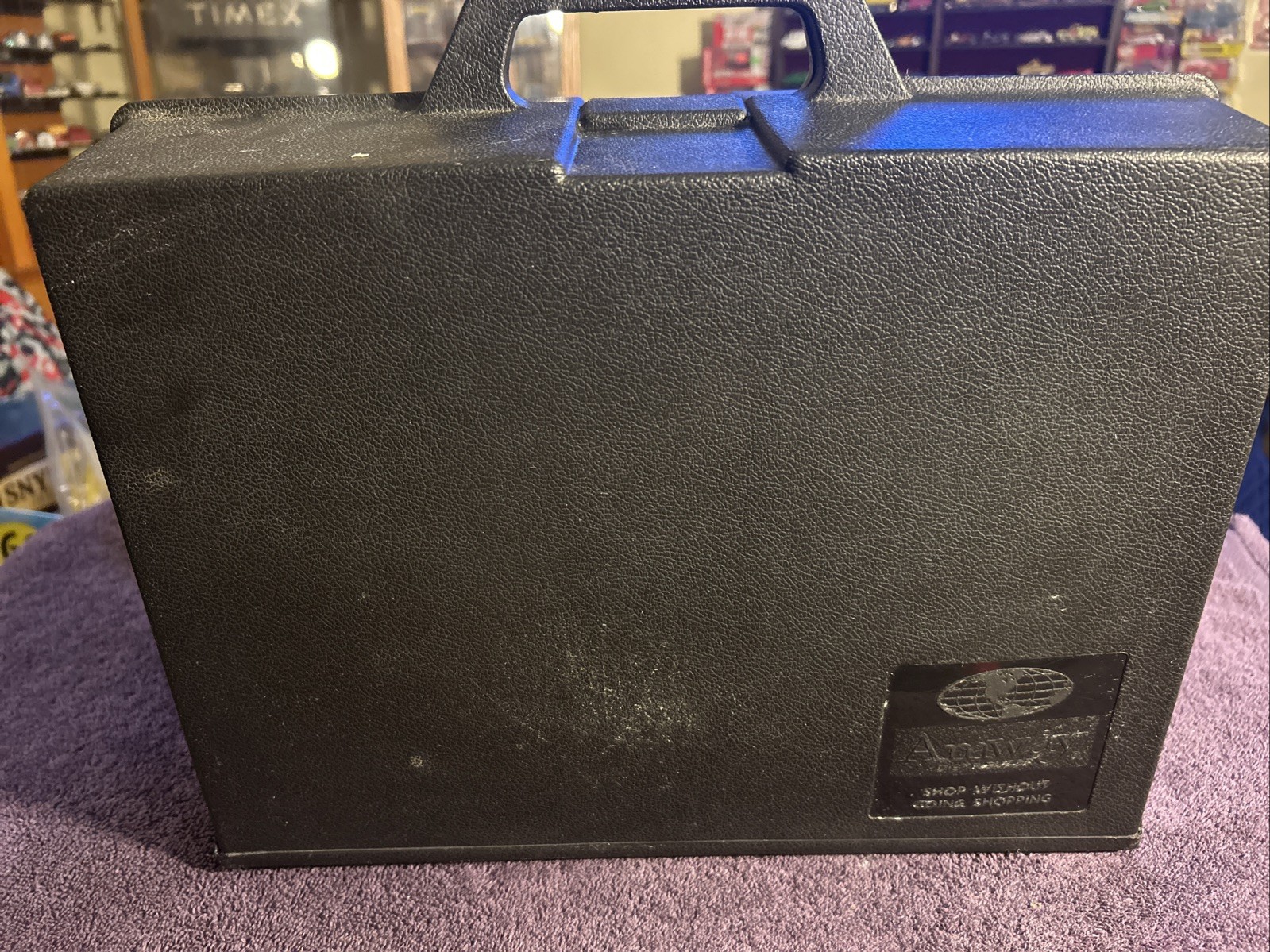 VTG Amway Distributor Black Plastic case 16x8x11 1970s 80s With Handle