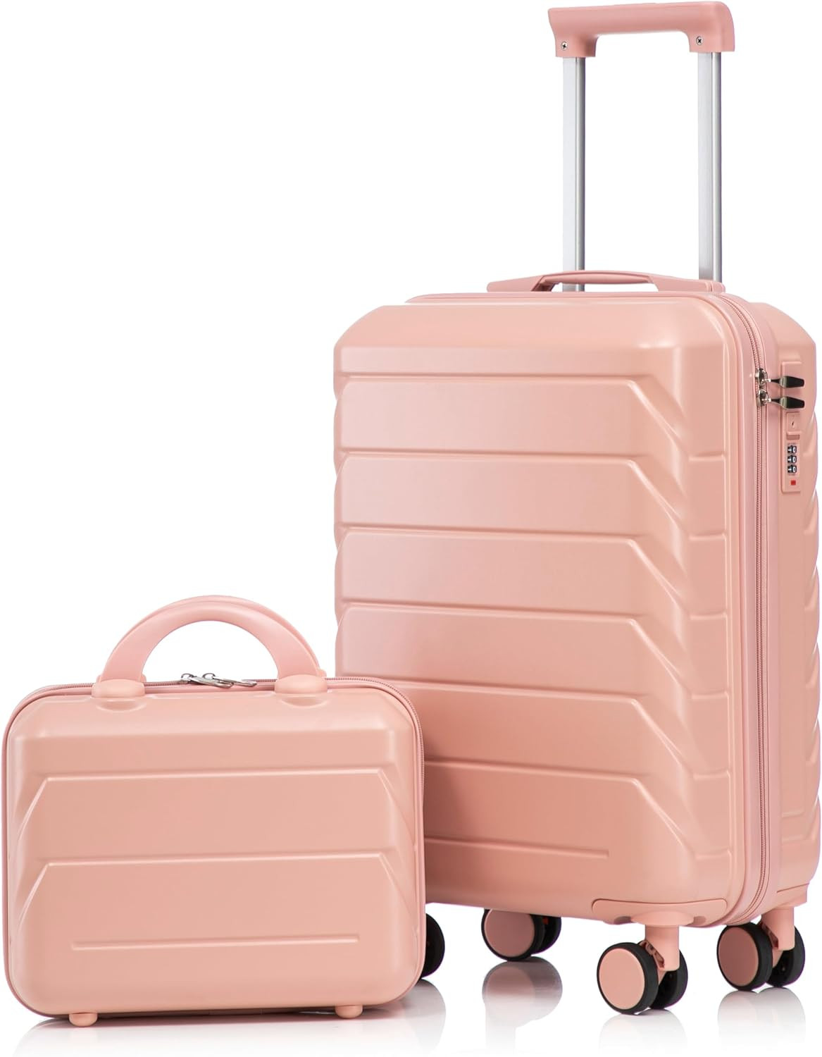 14/20 Inch 2 Piece Luggage Set with Cosmetic Bag,Abs Hard Shell Spinner Suitcase
