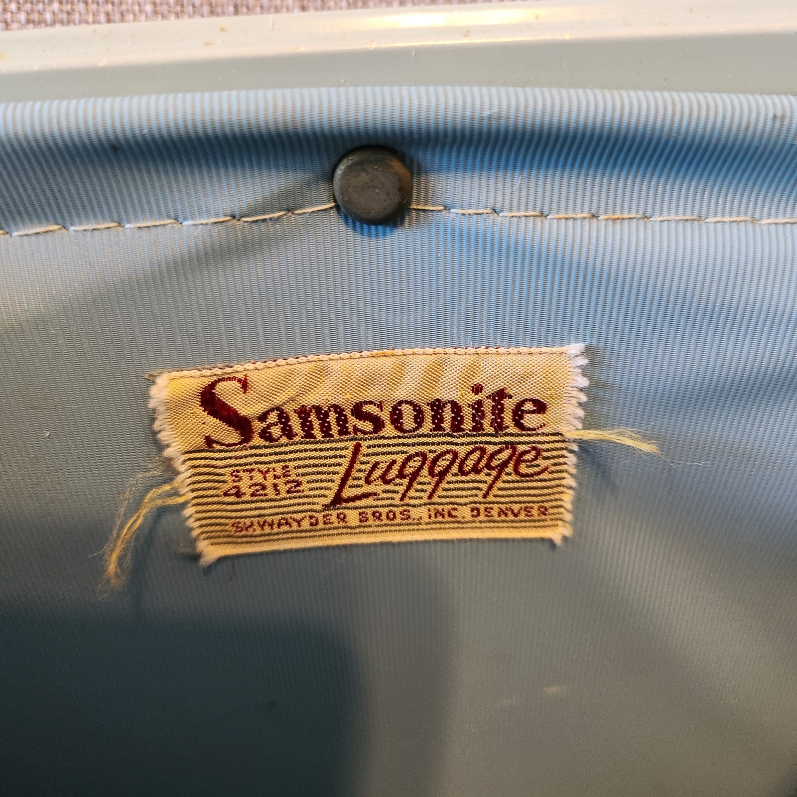 Vintage 1950s Blue Tweed Samsonite Train Vanity Case Overnight Shwayder Bros