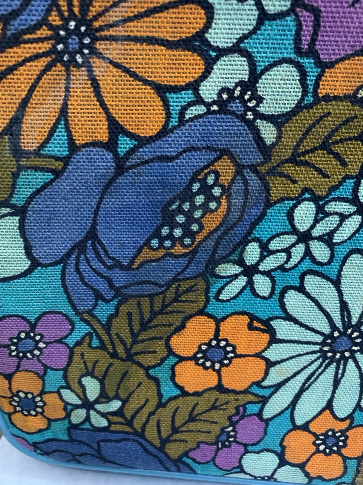 Vintage Grants Retro 60s 70s Floral Flower Suitcase Travel Bag Canvas Case