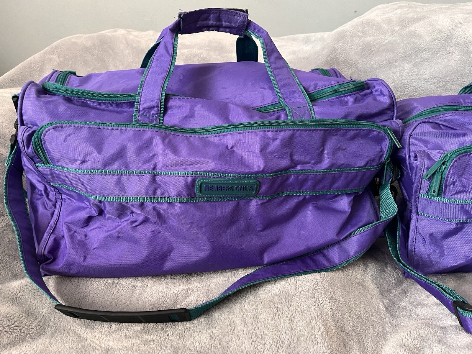 Members Only Bag Vintage 80s Duffel Bag Luggage Set Of 2 Purple And Green