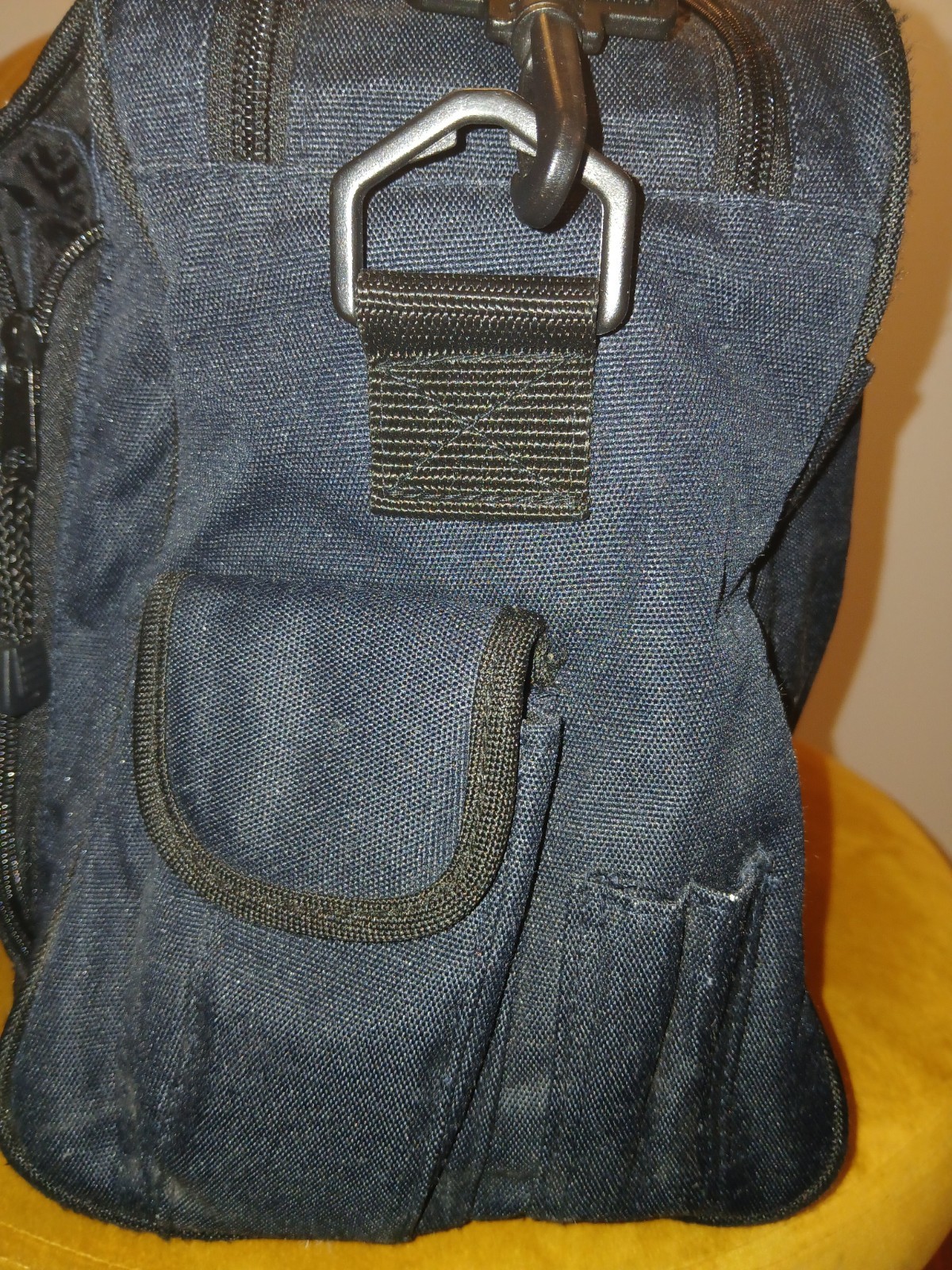 Eddie Bauer Travel Bag. 17x8x12. Vintage Pigskin Accent Flap.