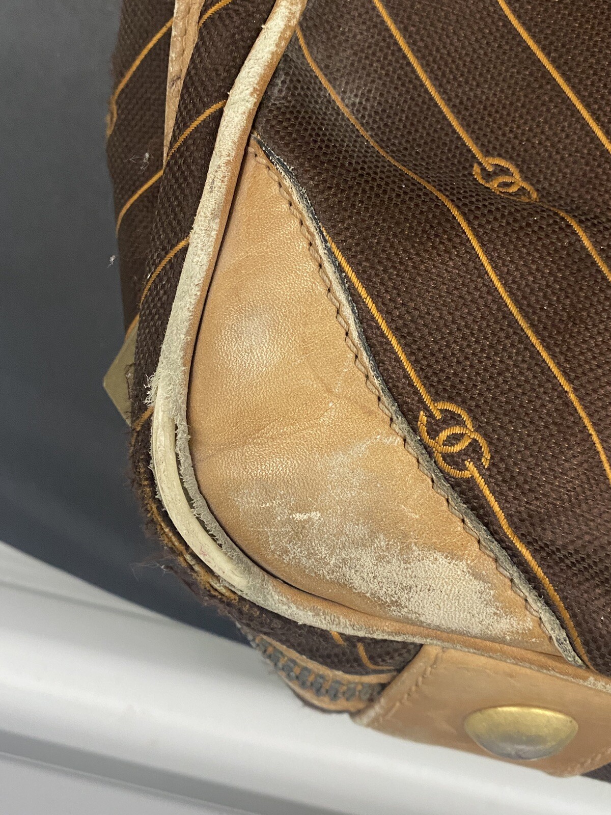 Vintage Gucci GG Monogram Canvas Leather Luggage Bag