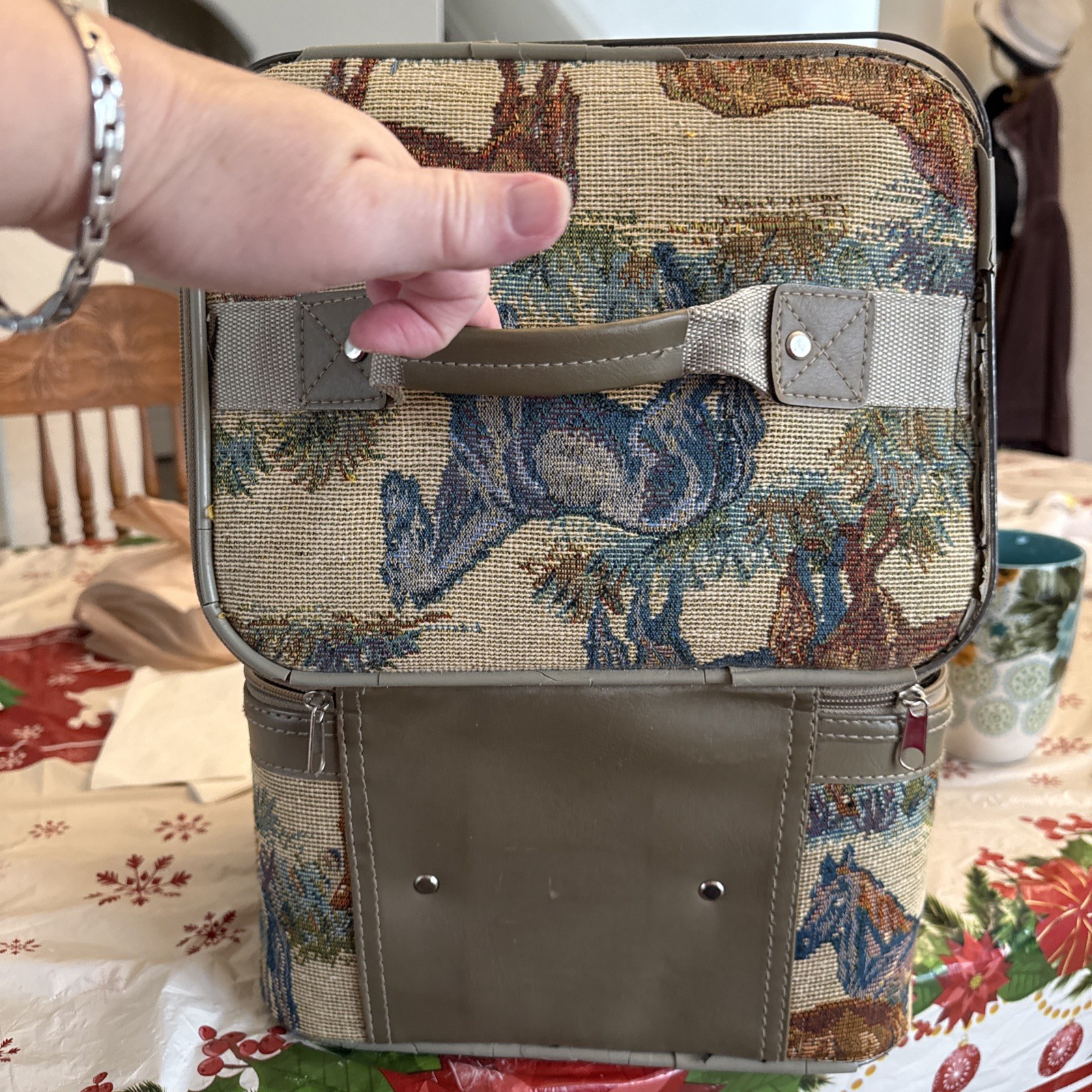 Vintage Horse Makeup Case Vanity Box Equestrian Decor Storage