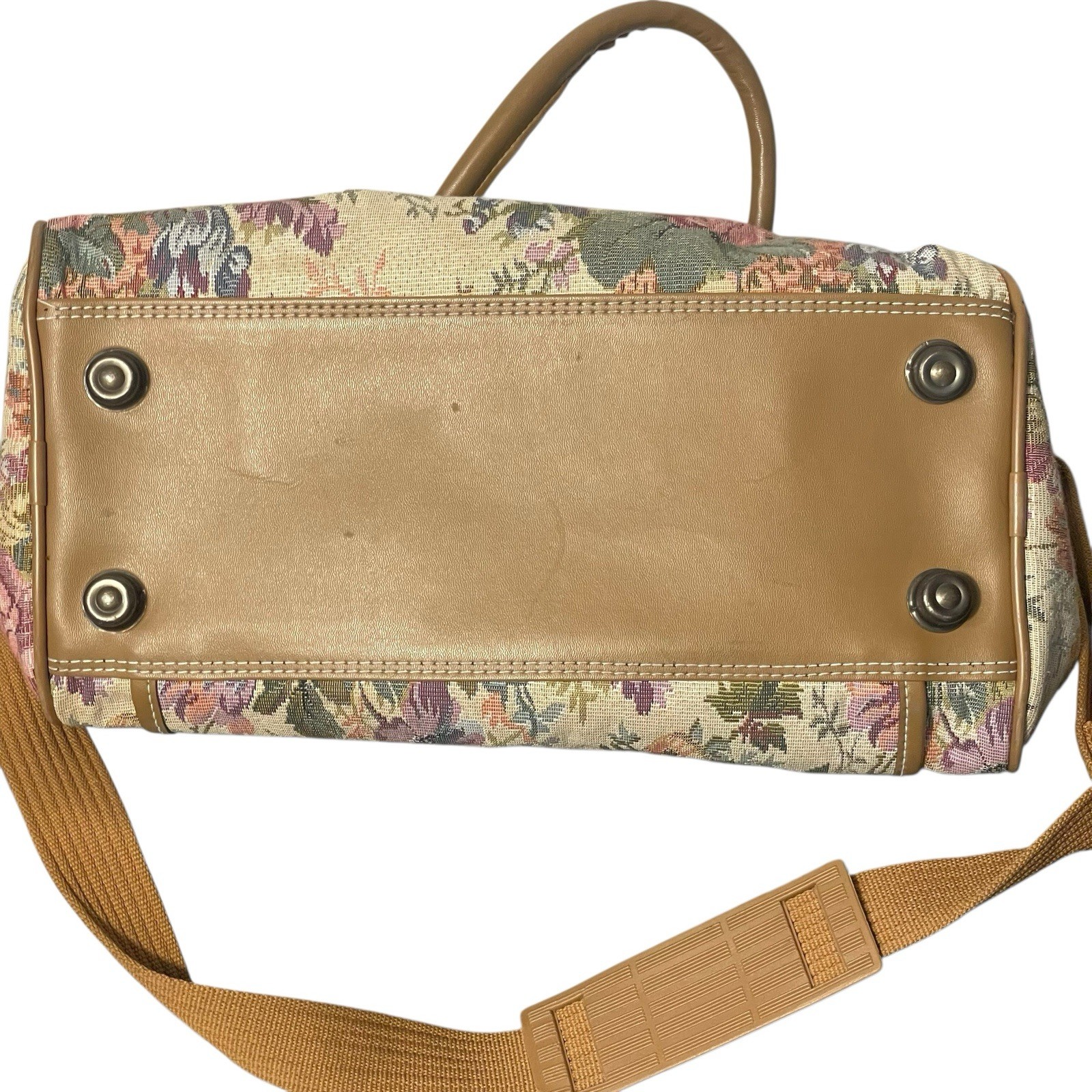 Vintage 80’s Leisure Floral Tapestry Carry On Personal Item Satchel Bag Suitcase
