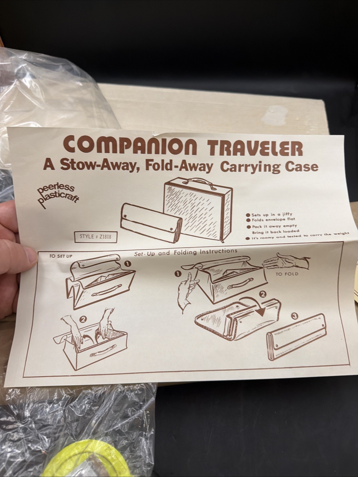Vtg 1977 Prepac/Peerless Companion Traveler Fold Away Carrying SuitCase NOS