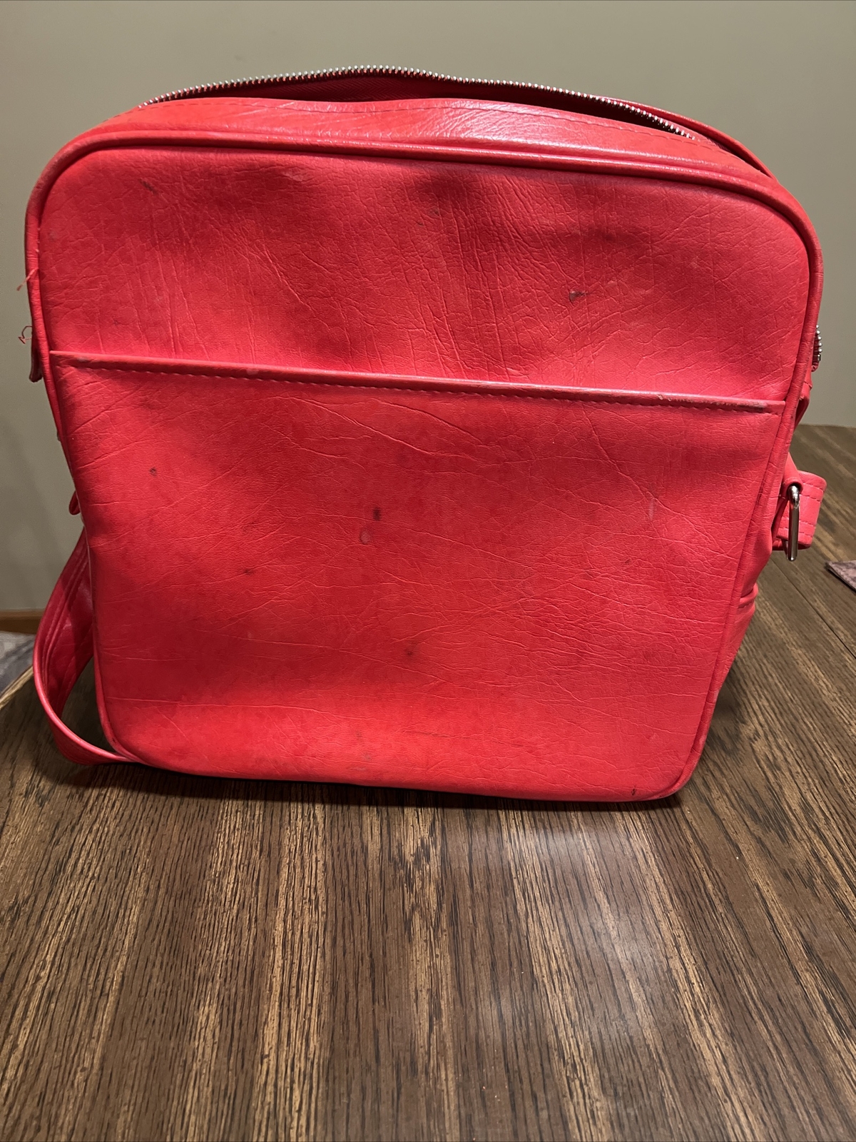 Vintage 1970s Red Leather Courier Carry On Luggage Document Laptop Bag
