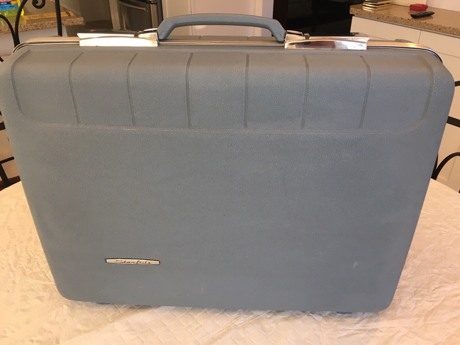 Starflite Luggage Light Blue 1960s Hard Case Mid Century Mod Over Night Case