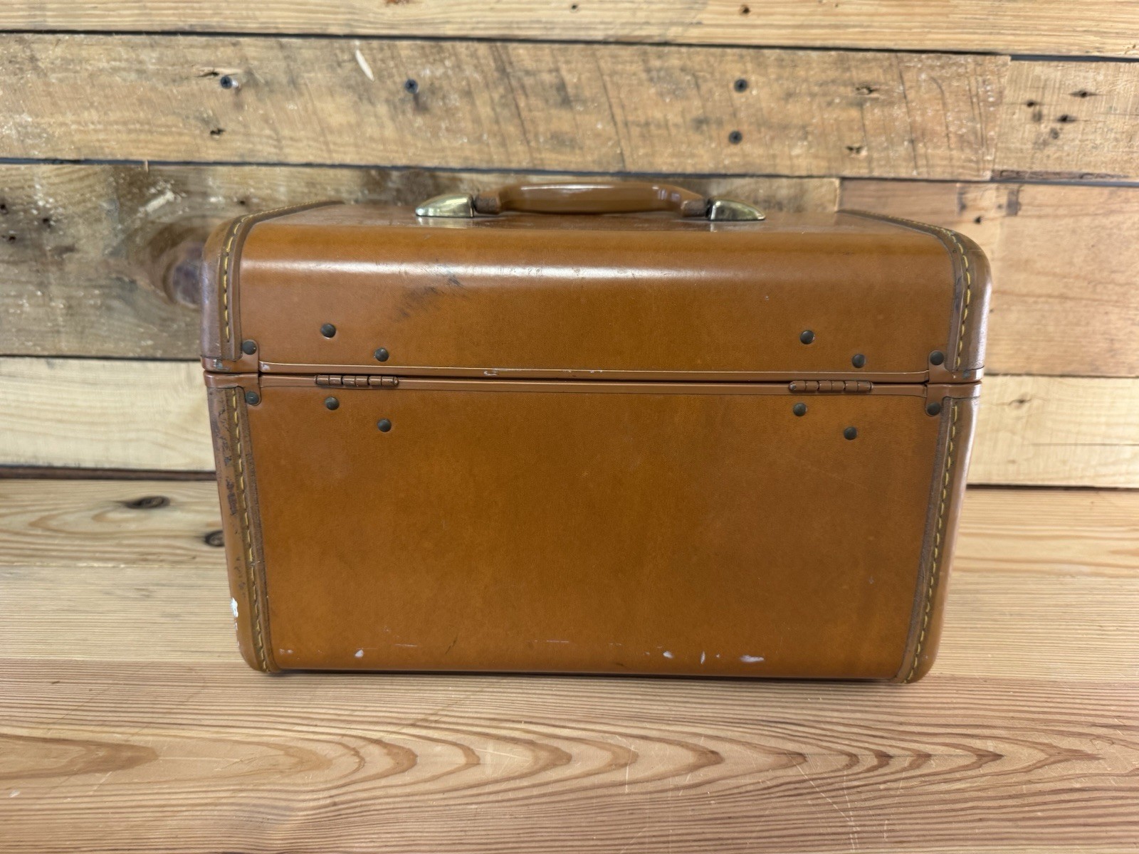 VINTAGE 1940s-1950s Samsonite Train Case Model 4612 Brown Luggage Brass Closures