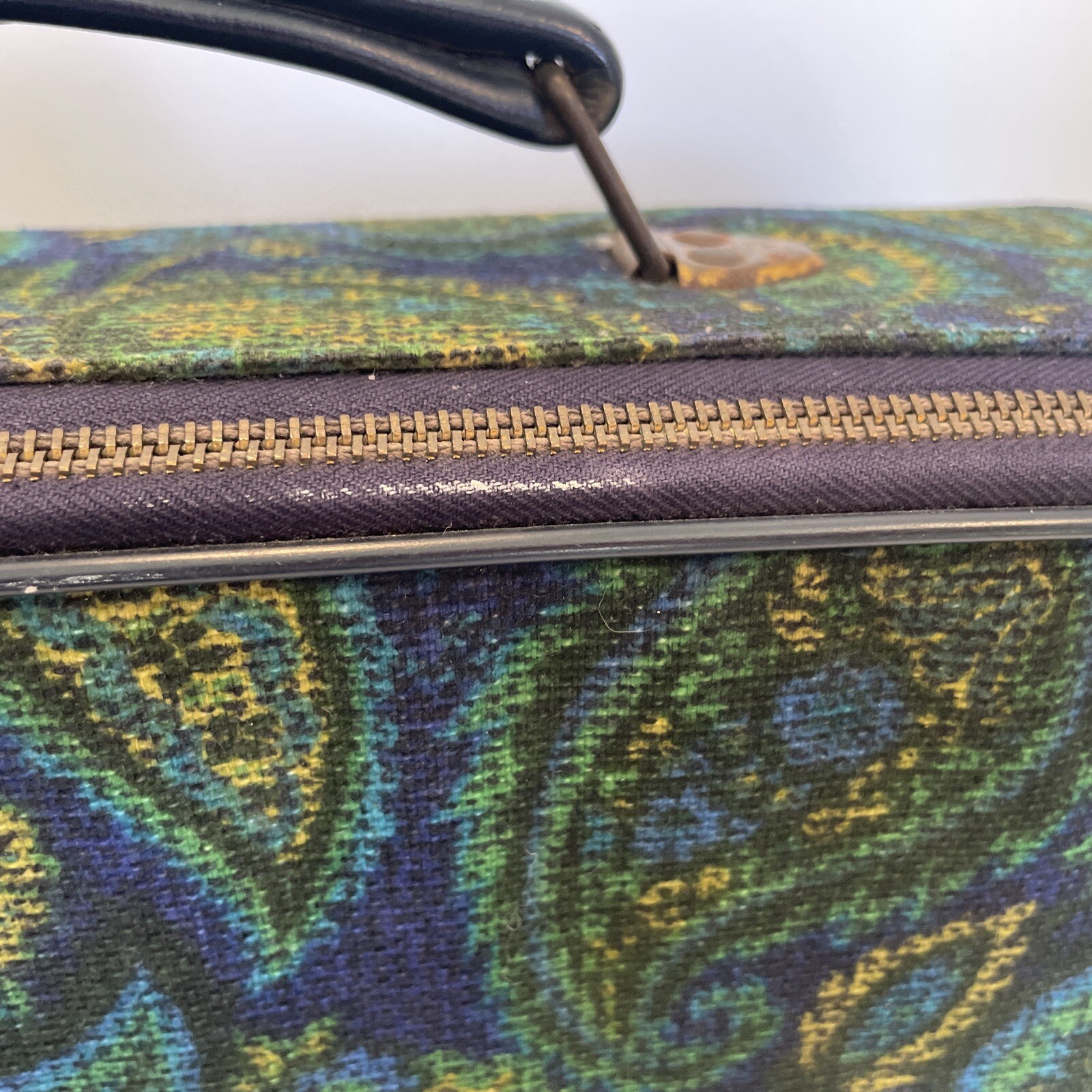 Savoy Suitcase Paisley Blue & Green Vintage