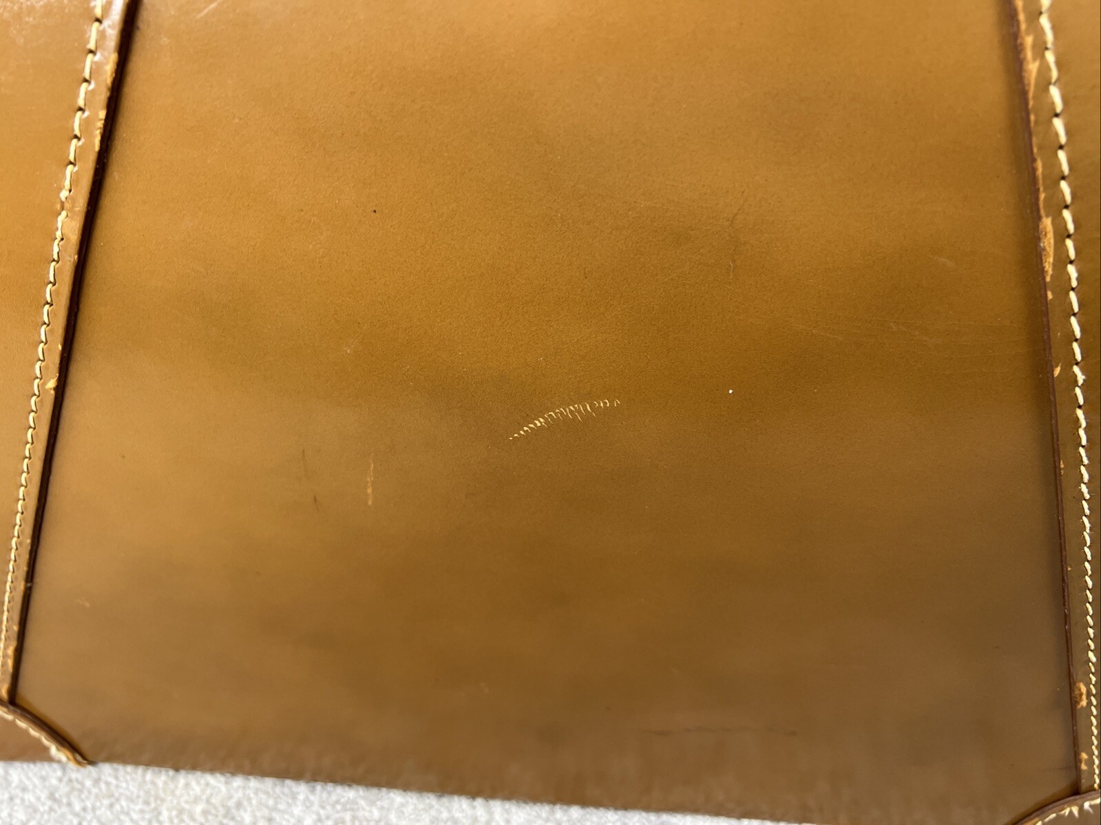 Vintage Top Grain Leather Cowhide Brown Luggage Suitcase NO Key Clean 21x14x6.5″