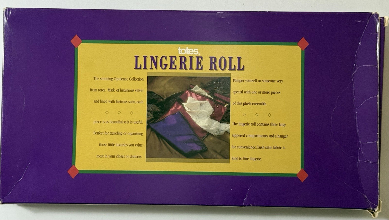 Vintage Totes Lingerie Roll Travel Organizer Satin Purple & Red With Box 1992