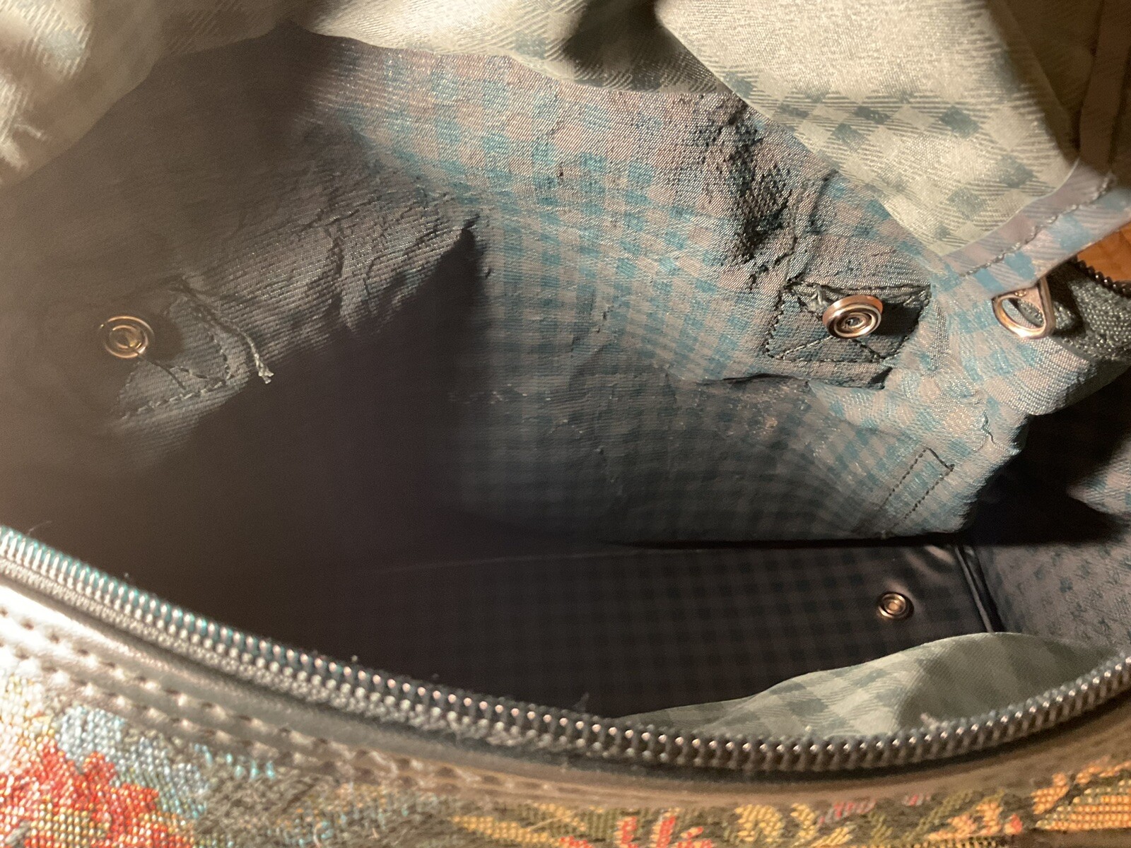 Vintage 1980’s Atlantic Luggage Bag Floral Green Tapestry Carry-On