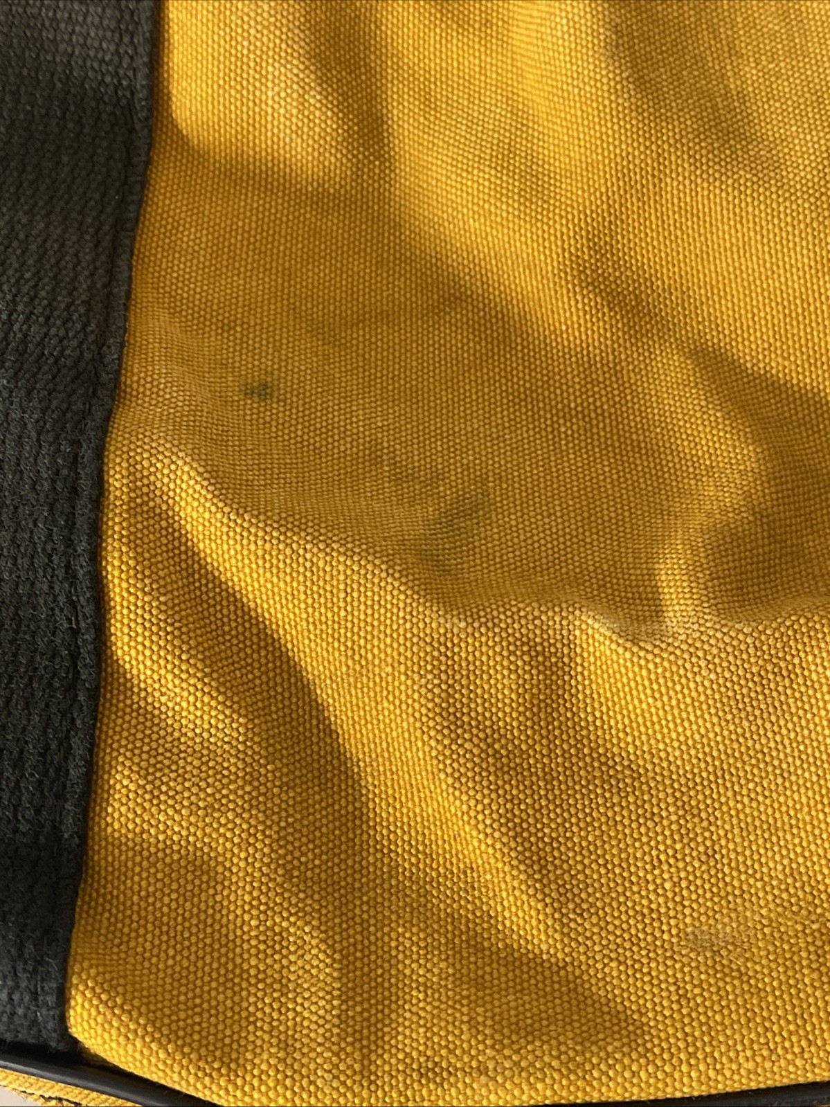 Vintage distressed gold yellow Boyt Iowa zip Canvas bag Trashed