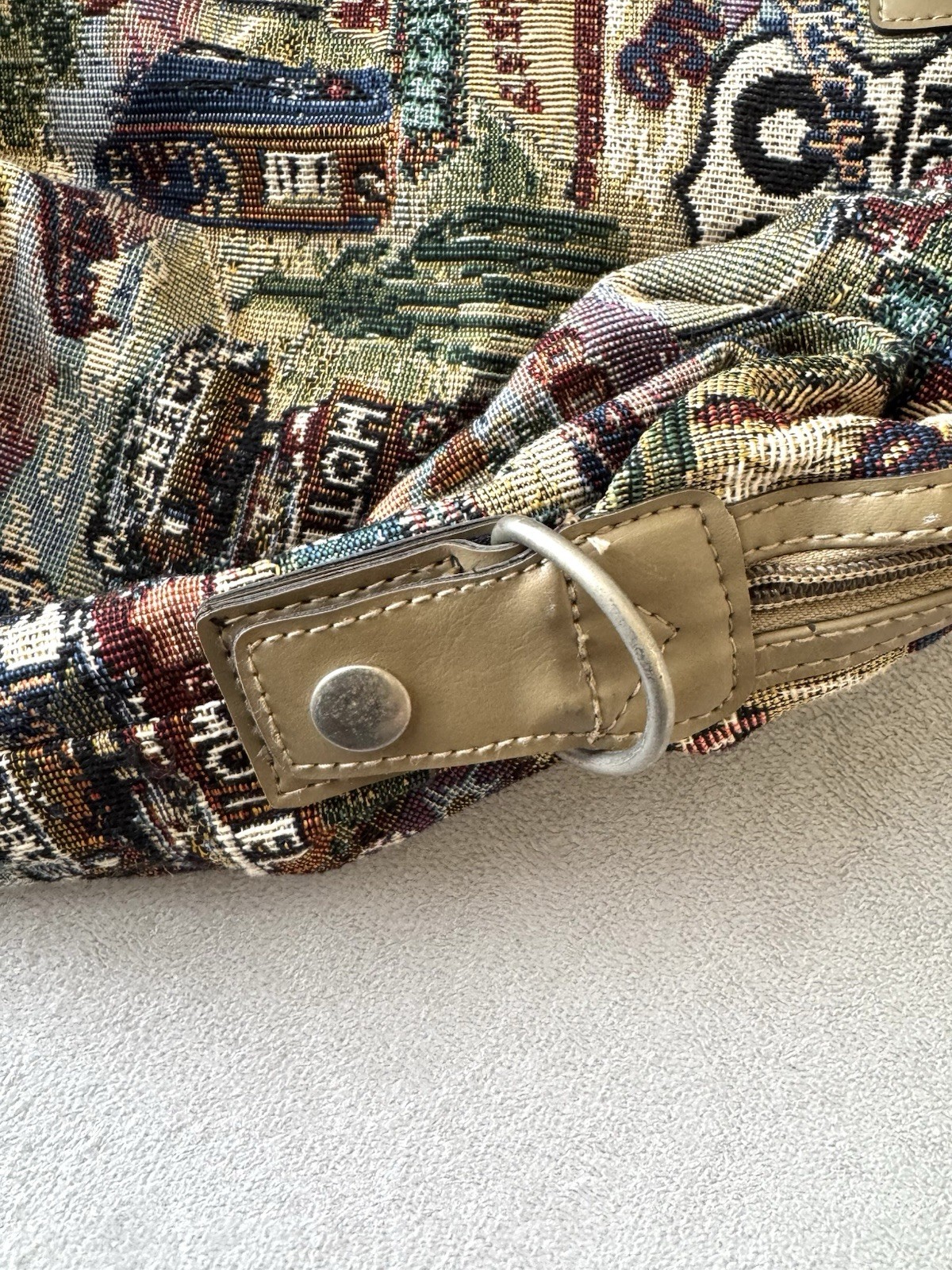 Jade Vintage Route 66 Duffel Weekend Woven Quilt Tapestry Bag