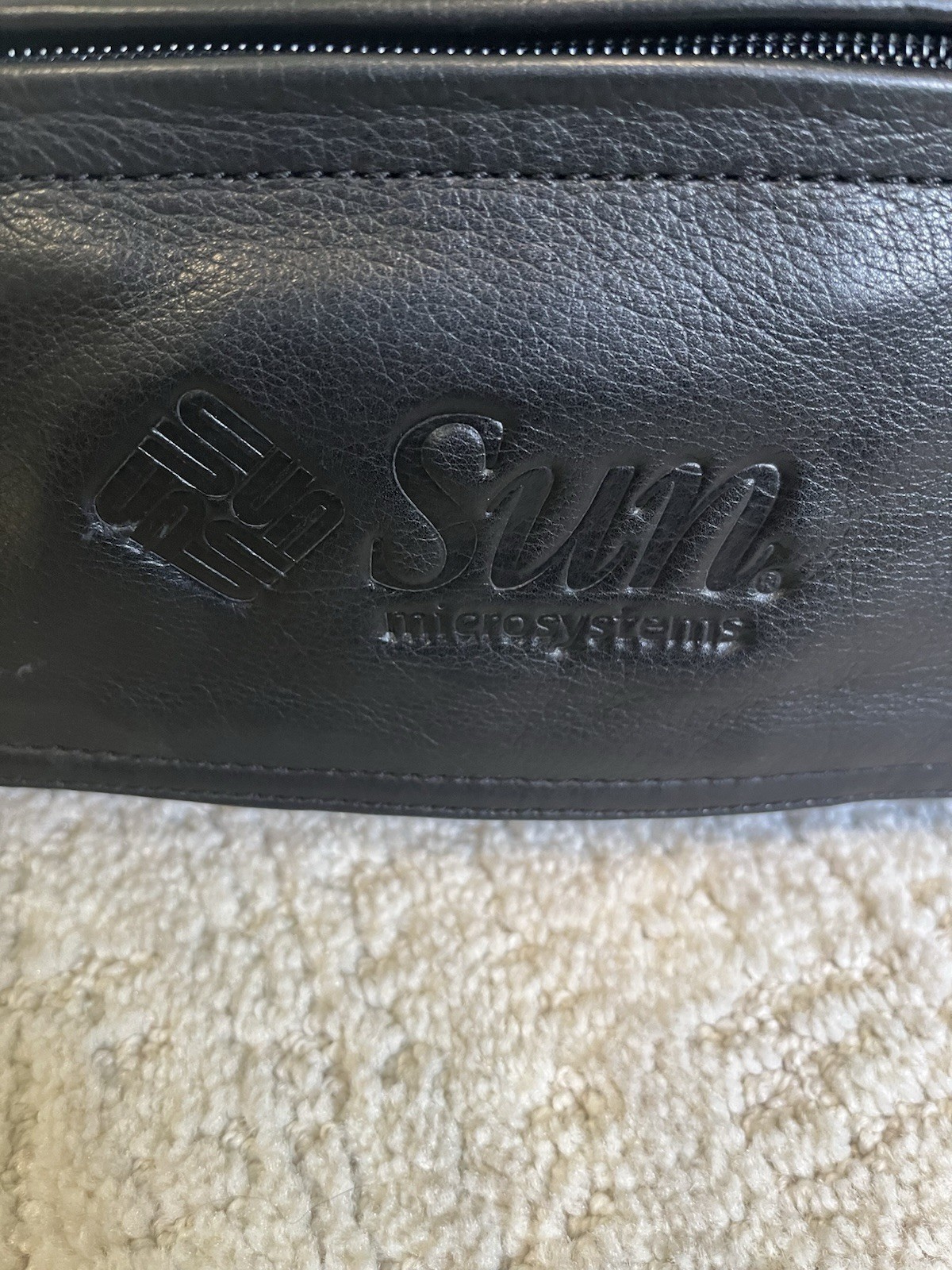 Vintage 90s Sun Microsystems Leather Duffle Bag Canyon Outback Black Travel Gym