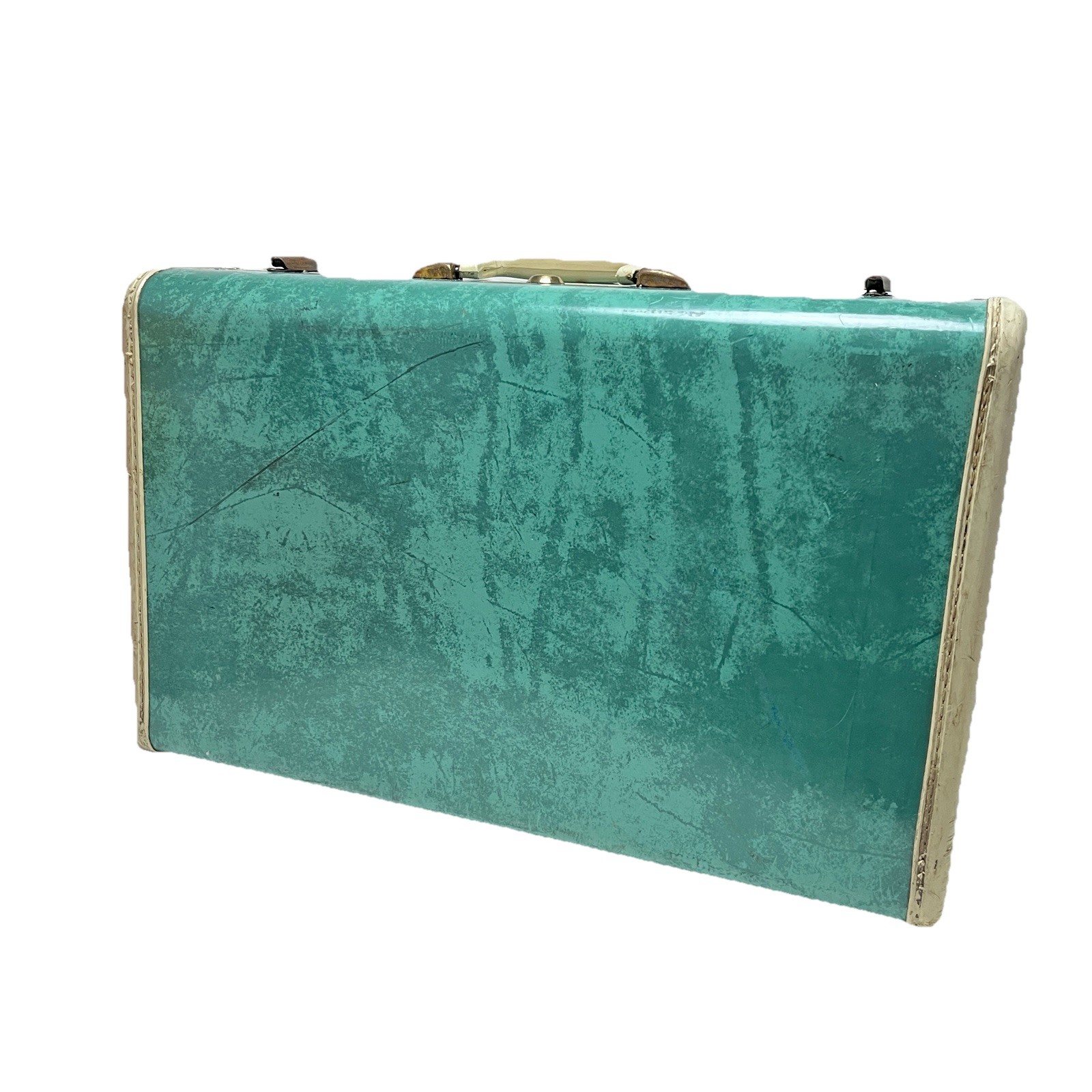 Samsonite Marbled Green 1950s Luggage Suitcase 21 X 17 X 7 SHWAYDER No Key