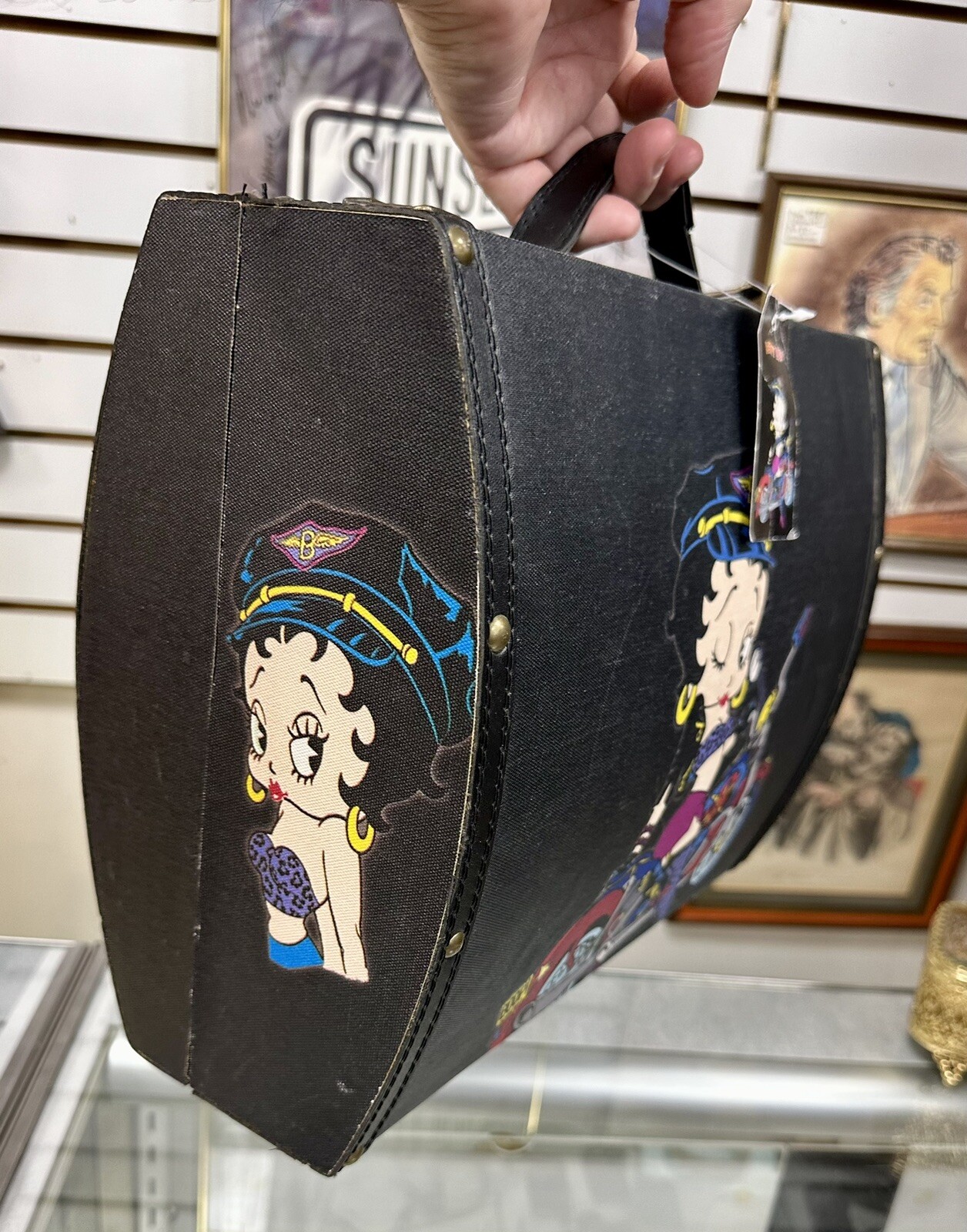 *SUPER RARE* VTG BETTY BOOP WOOD TRUNK SUITCASE TRAVEL BAG SZ 14”x11”x6”