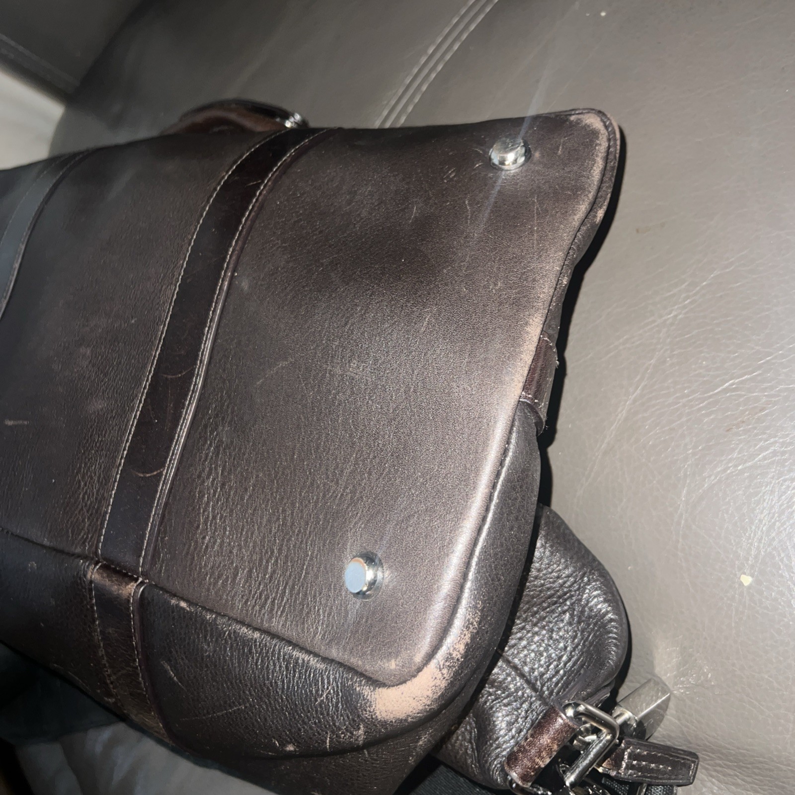 TUMI Large Rare Genuine Soft Leather Chocolate Brown travel Duffle Bag Vintage
