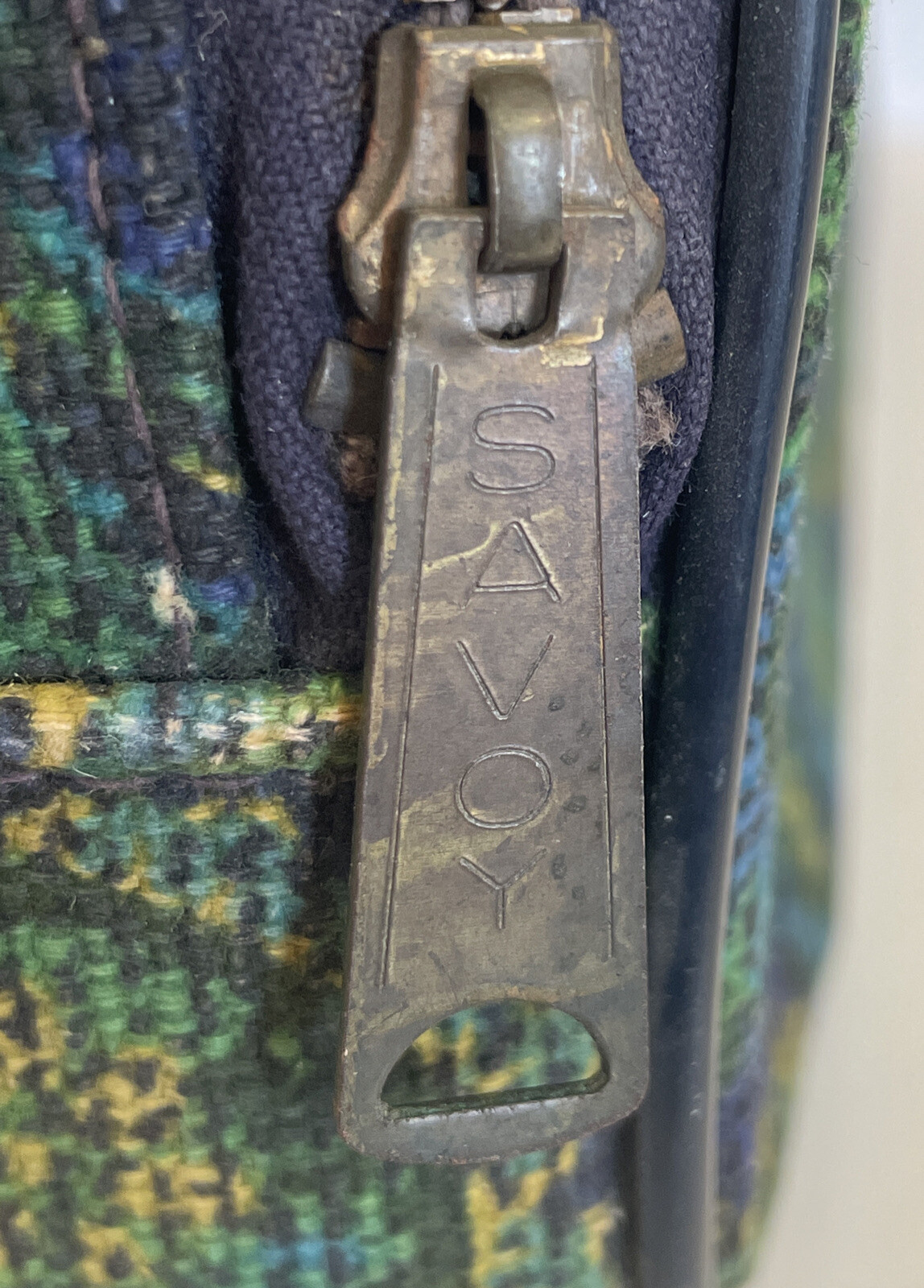 Savoy Suitcase Paisley Blue & Green Vintage