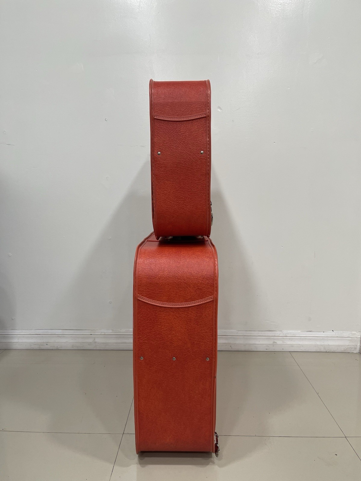 JCPenney rare Vintage 1970s Red/ Orange Locking leather Luggage (2 piece) set