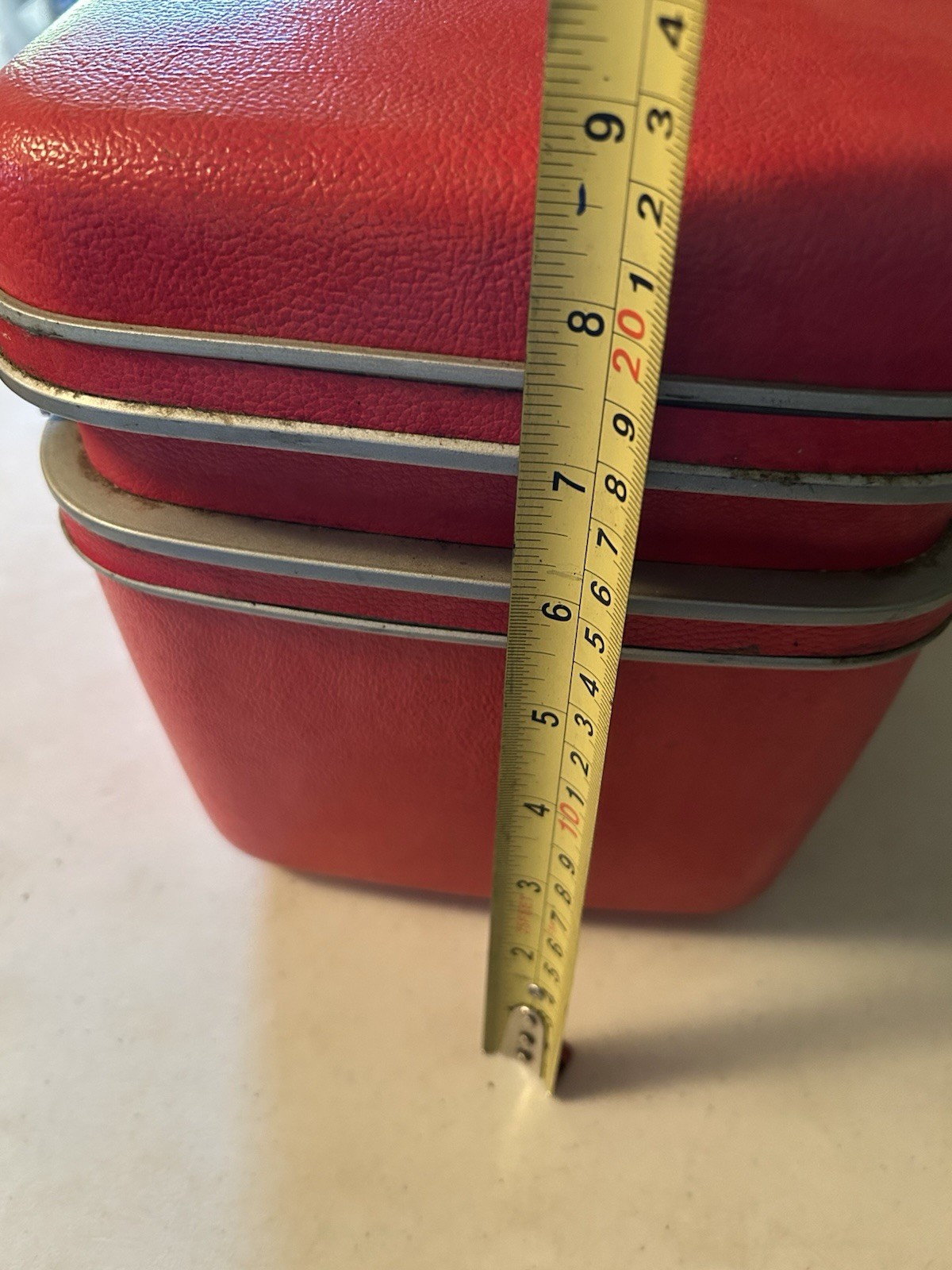 Vintage Red Samsonite Silhouette Vanity Train Luggage Cosmetic Case