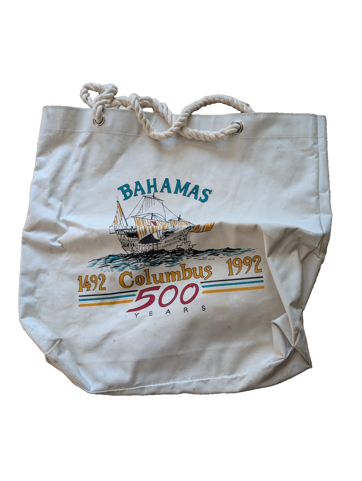 Bahamas 1492 1992 Columbus 500 Years Tote Bag Vintage VTG – Stains