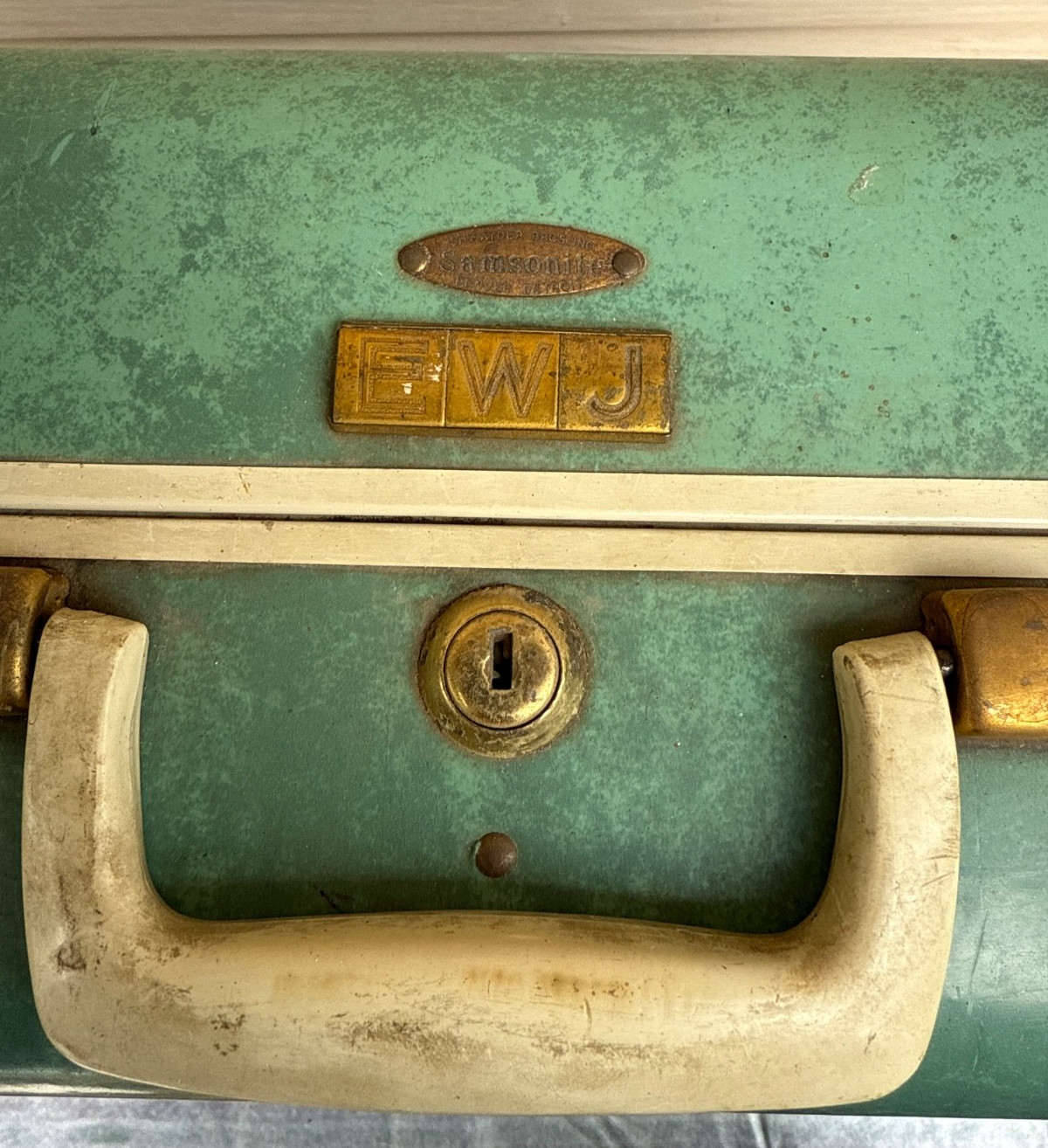 Samsonite Marbled Green 1950s Luggage Suitcase 21 X 17 X 7 SHWAYDER No Key