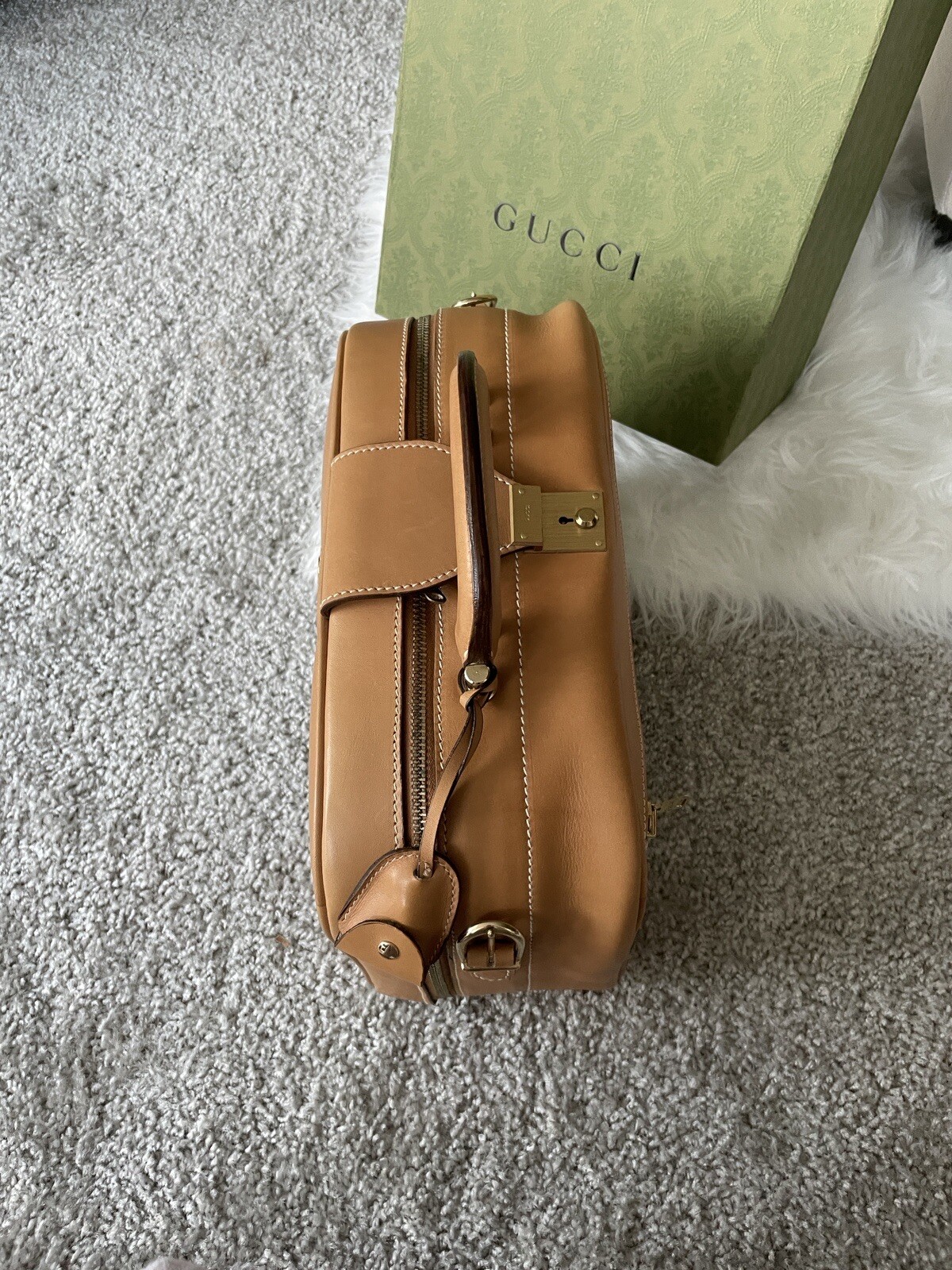 gucci luggage vintage mini bag lock G logo crossbody suitcase spell out retro