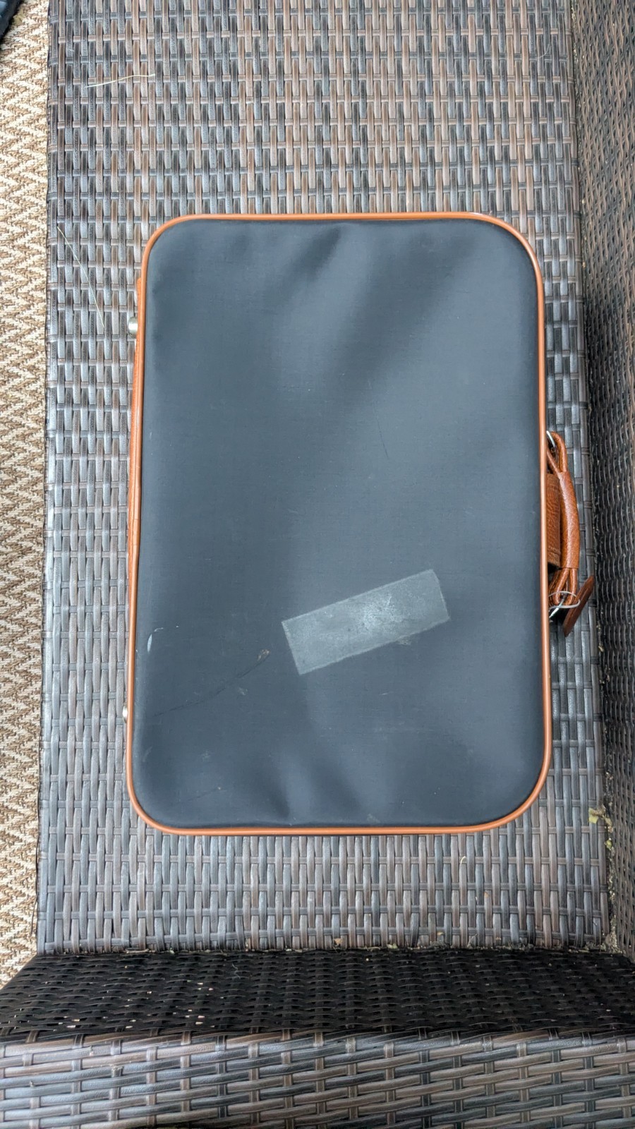 Vintage Monarch Luggage Co Carry On Suitcase Genuine Leather Navy Vinyl