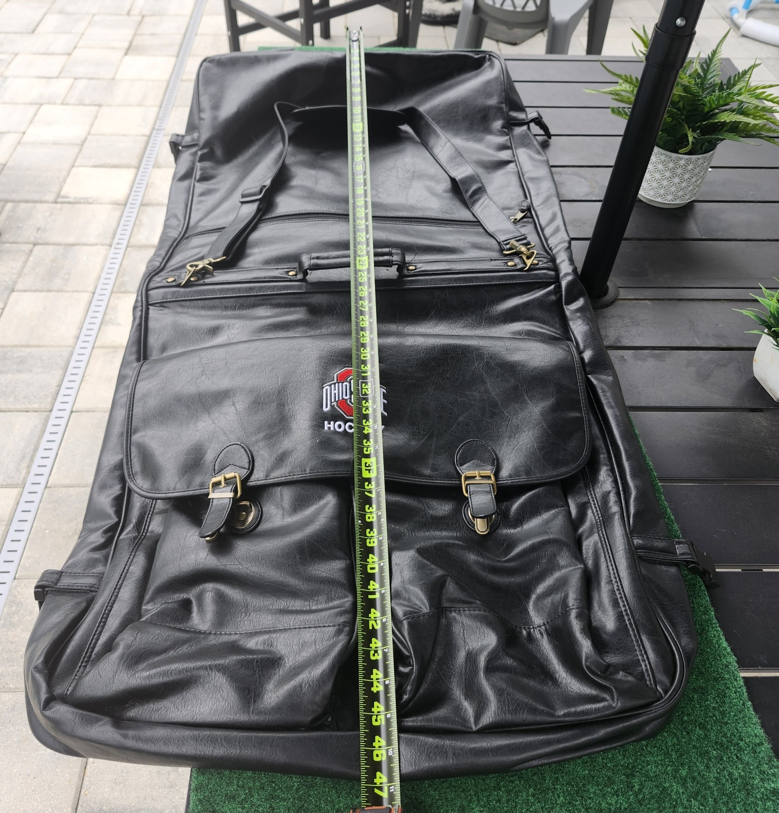 Ohio State Hockey Embroidered Black Leather Soft Luggage Style #8104 ASI 70649