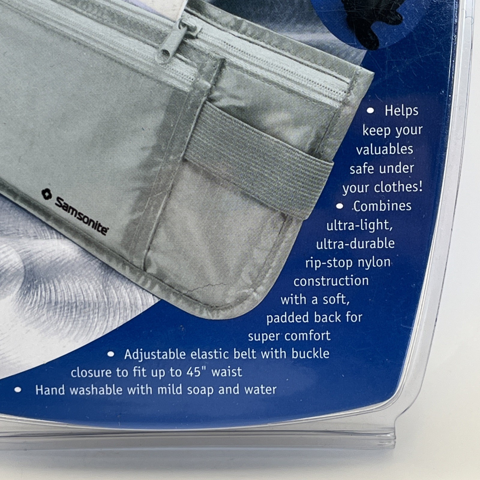 Vtg Samsonite Double-Pocket Cloth Waist Money Belt Ivory Zipper Closure NIB